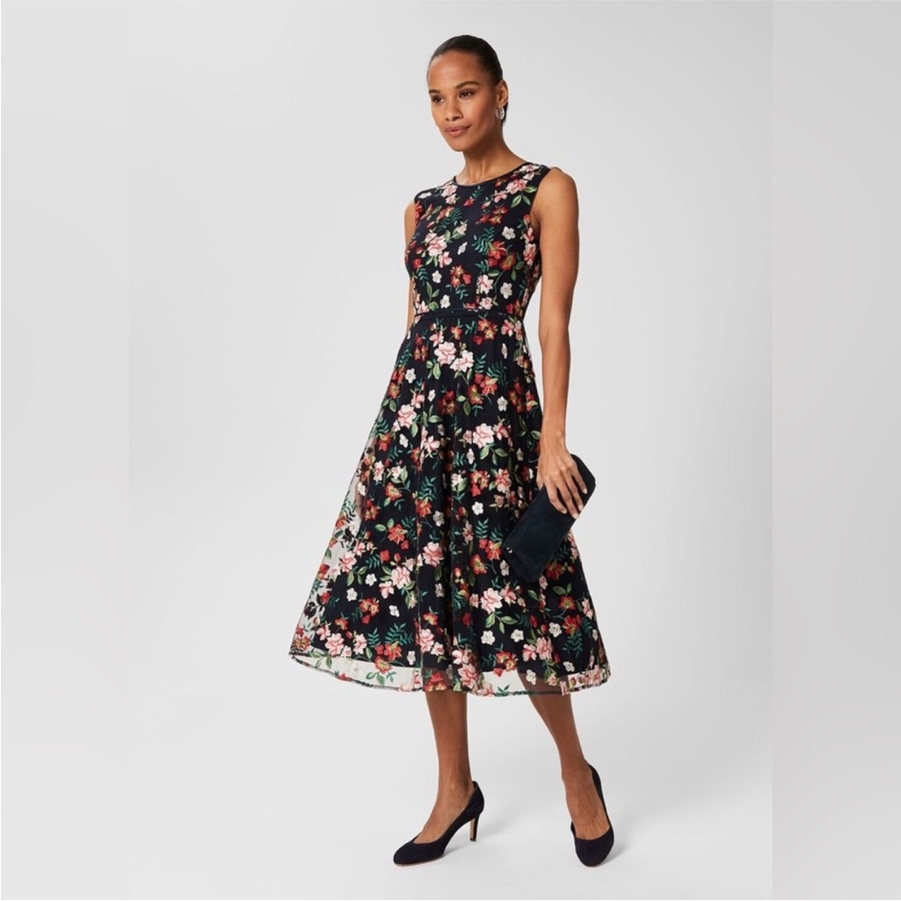Hobbs London Rosella Embroidered Dress Size 16